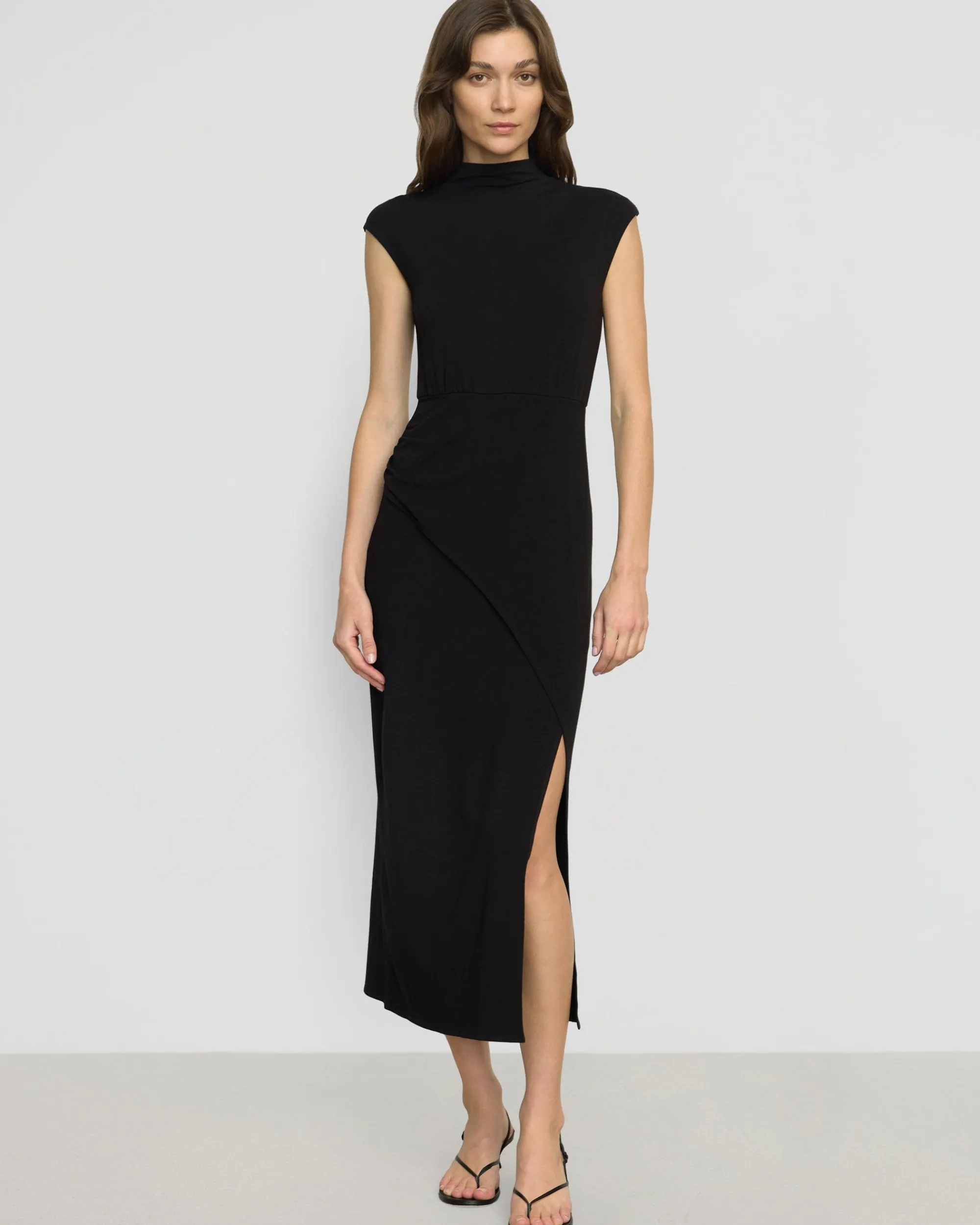 No Less Than Yimei Mock-Neck Side-Slit Dress< Dresses